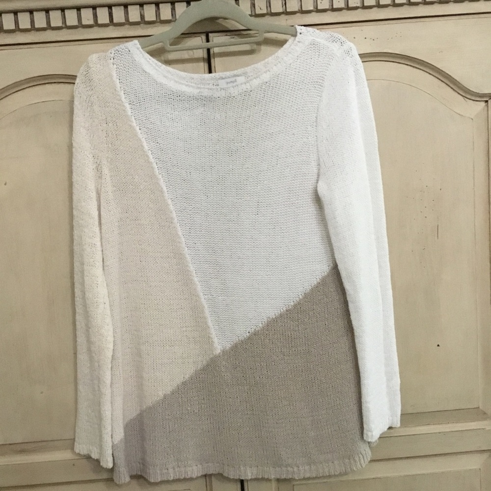 J. Jill Pure Jill Women’s Tan And Cream Colorblock Sweater Size SP